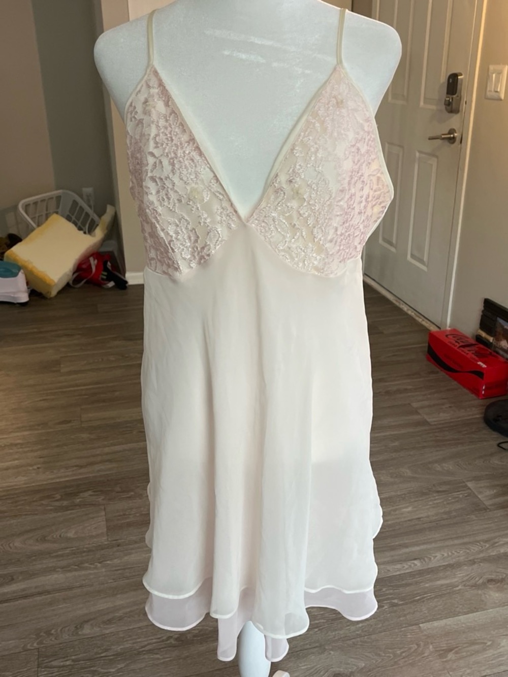 Women's Sheer Lace Slip Dress in Blush